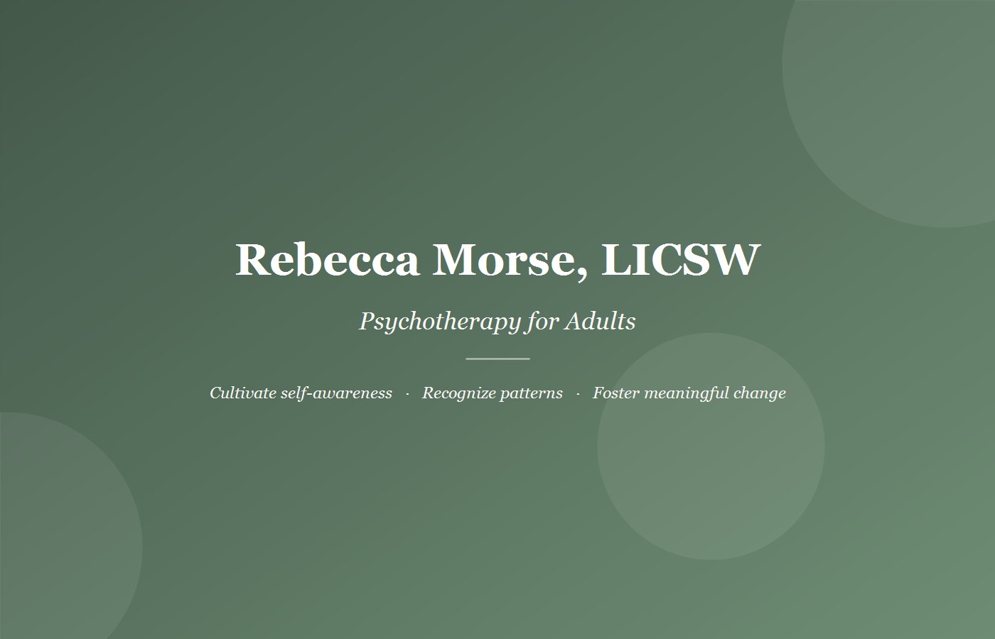Rebecca Morse, LICSW website screenshot